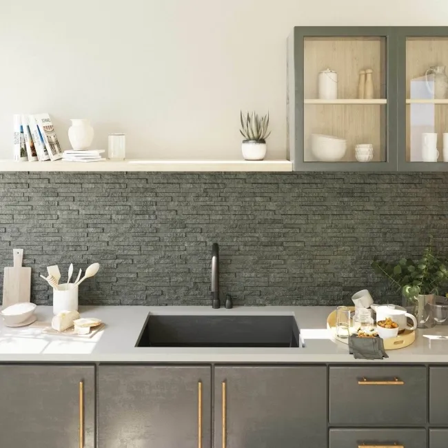 Brickstone Black Matt Split Face Effect Porcelain Wall Tile