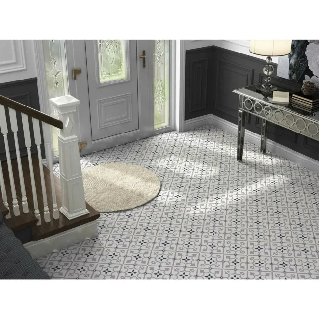 Brighton Grey Pattern Porcelain Floor Tiles