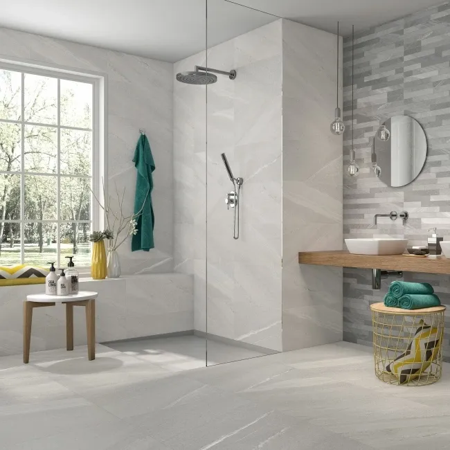 Allegro Light Grey Stone Effect Matt Porcelain Wall and Floor Tile