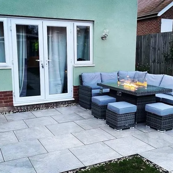 Portman Grey Stone Effect Matt Porcelain Outdoor Slab Tile