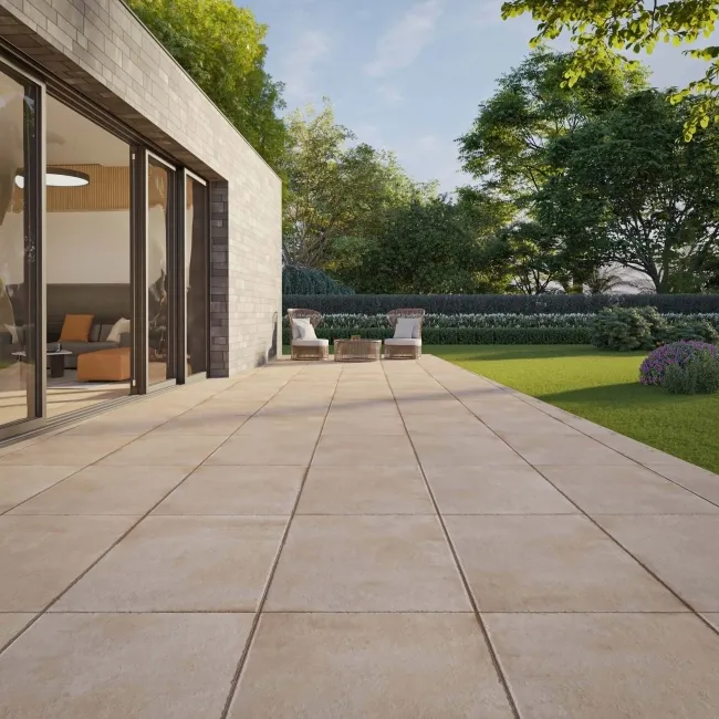 Kingsbury Beige Rustic Edge Stone Effect Porcelain Outdoor Slab