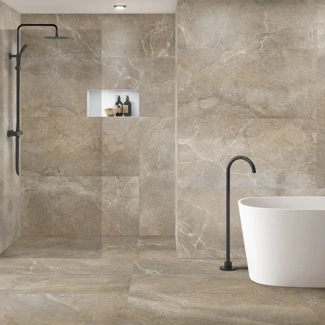 Lucca Beige Anti Slip Matt Stone Effect Porcelain Wall and Floor Tile