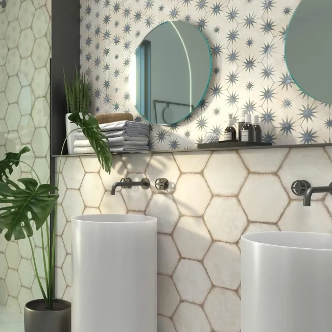 Lylia Blue Decor Hexagon Matt Wall and Floor Tile
