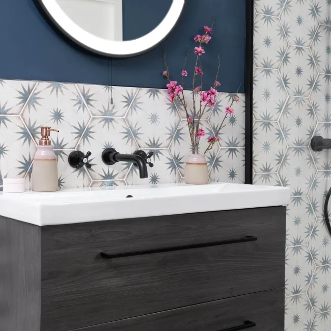 Lylia Blue Decor Hexagon Matt Wall and Floor Tile