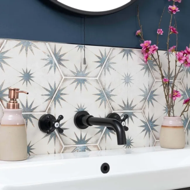 Lylia Blue Decor Hexagon Matt Wall and Floor Tile