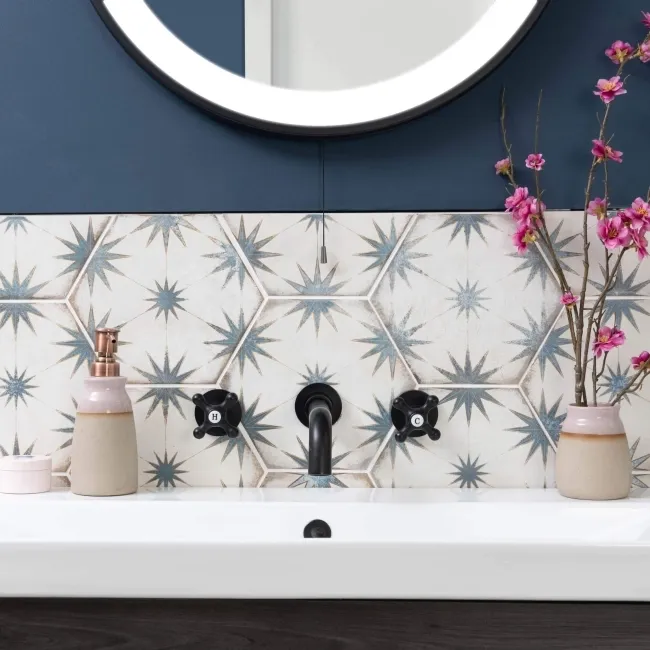 Lylia Blue Decor Hexagon Matt Wall and Floor Tile