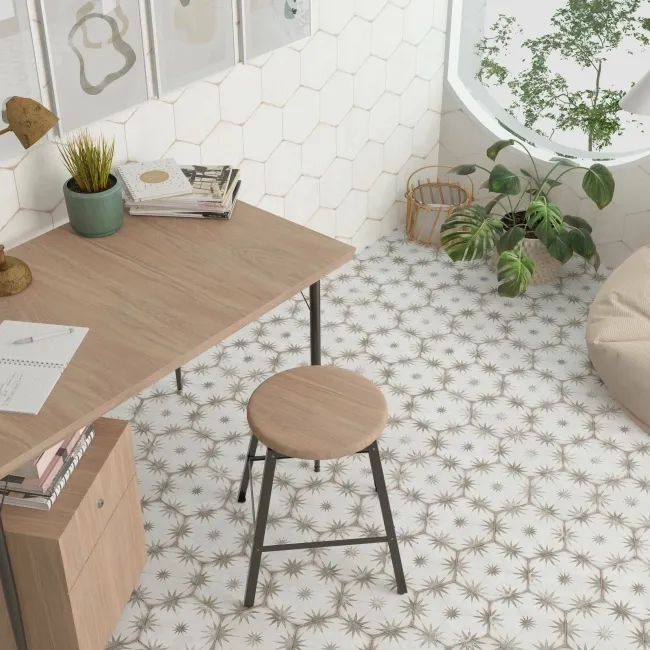 Lylia Taupe Decor Hexagon Matt Wall and Floor Tile
