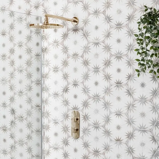 Lylia Taupe Decor Hexagon Matt Wall and Floor Tile