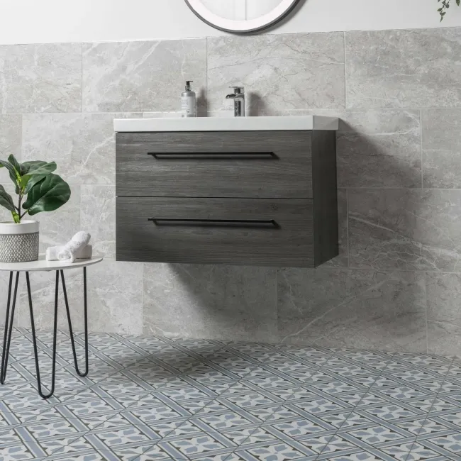 Mr Jones Azure Blue Pattern Matt Porcelain Wall and Floor Tile