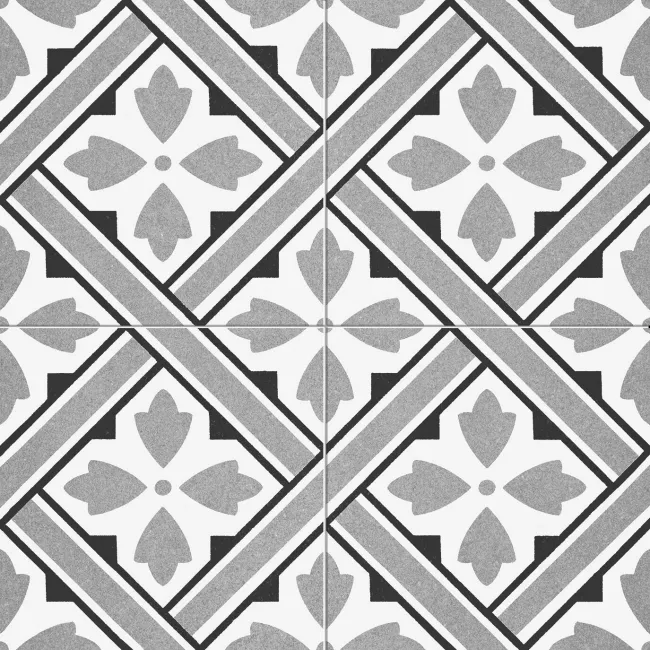 Mr Jones Grey Pattern Matt Porcelain Wall and Floor Tile