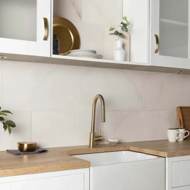Onix Cristal Ivory Marble Effect Gloss Slim Ceramic Wall Tile