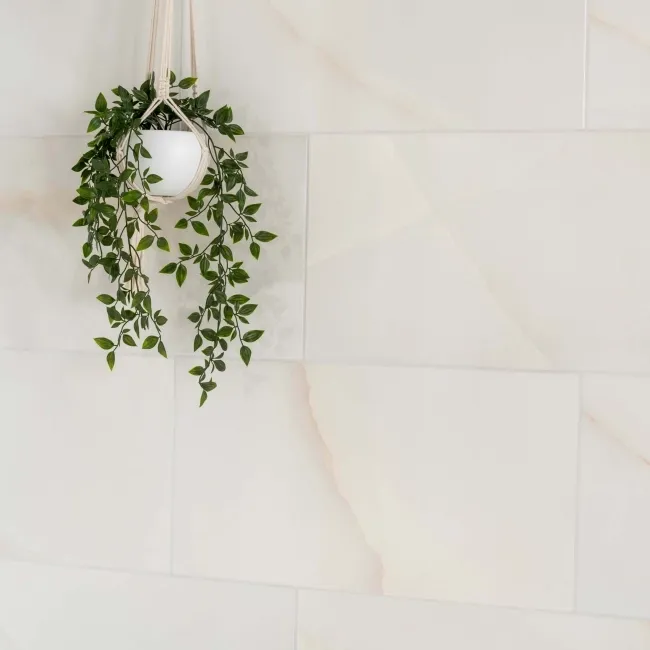 Onix Cristal Ivory Marble Effect Gloss Slim Ceramic Wall Tile
