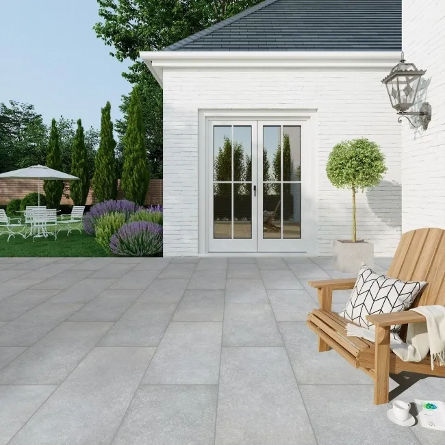 Pietra Grey Stone Effect Large Outdoor Porcelain Slab Tile