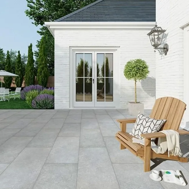 Pietra Grey Stone Effect Large Outdoor Porcelain Slab Tile