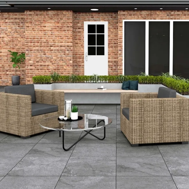 Portman Grey Stone Effect Matt Porcelain Outdoor Slab Tile