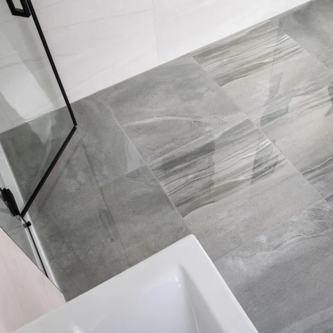 Shades Grey Stone Effect Polished Porcelain Floor Tile