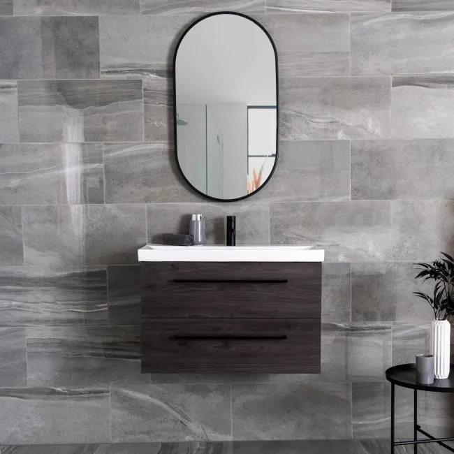 Shades Grey Stone Effect Polished Porcelain Wall and Floor Tile