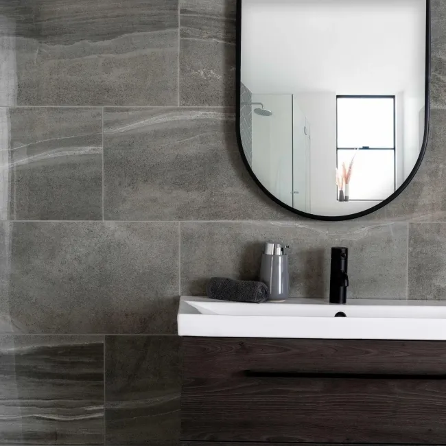 Shades Grey Stone Effect Polished Porcelain Wall and Floor Tile