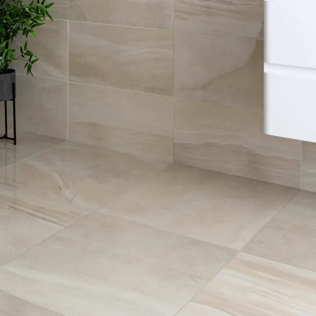 Shades Ivory Stone Effect Polished Porcelain Floor Tile