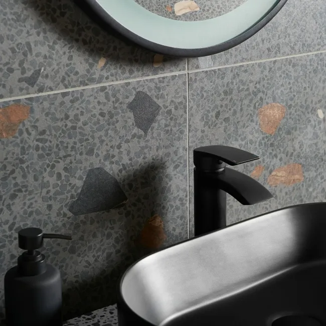 Trend Black Terrazzo Multicolour Wall and Floor Tile