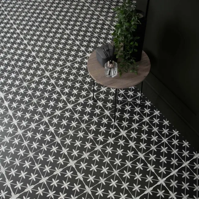 Wicker Black Pattern Matt Porcelain Wall and Floor Tile