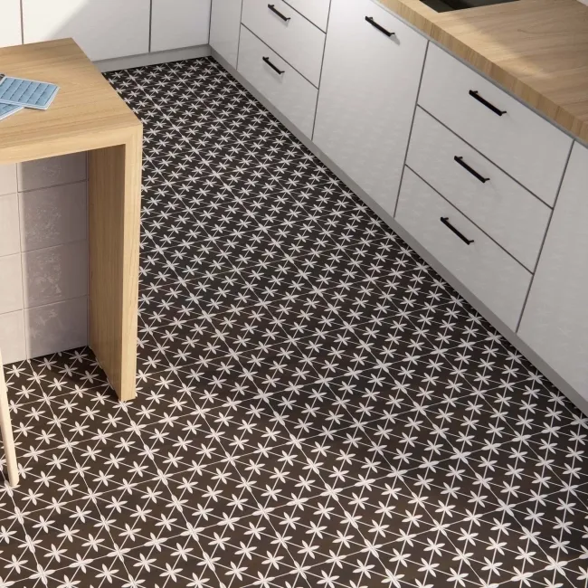 Wicker Black Pattern Matt Porcelain Wall and Floor Tile