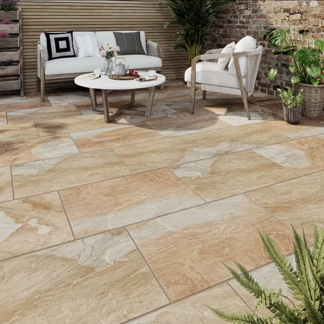 York Stone Effect Matt Anti-Slip Porcelain Outdoor Slab Tile