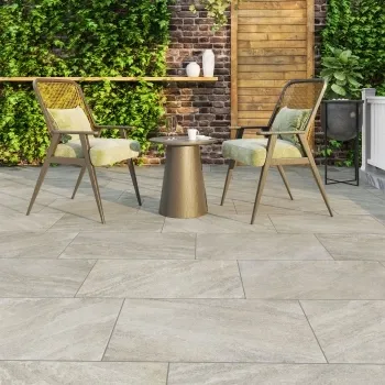 Vesuvio Light Grey Stone Effect Matt Porcelain Outdoor Slab