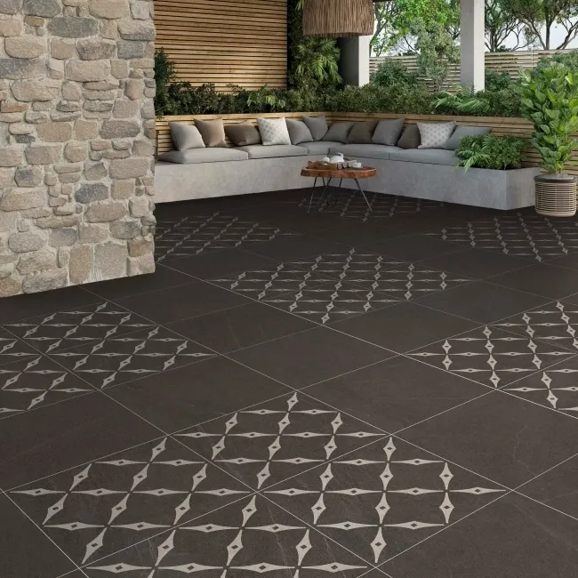 Bellevue Decor Graphite Matt Stone Effect Porcelain Outdoor Slab Tile