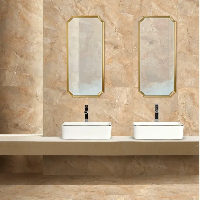 Immense Peach Stone Effect Polished Porcelain Wall and Floor Tile