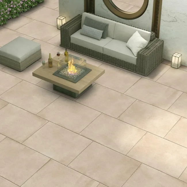 Kingsbury Beige Rustic Edge Stone Effect Porcelain Outdoor Slab