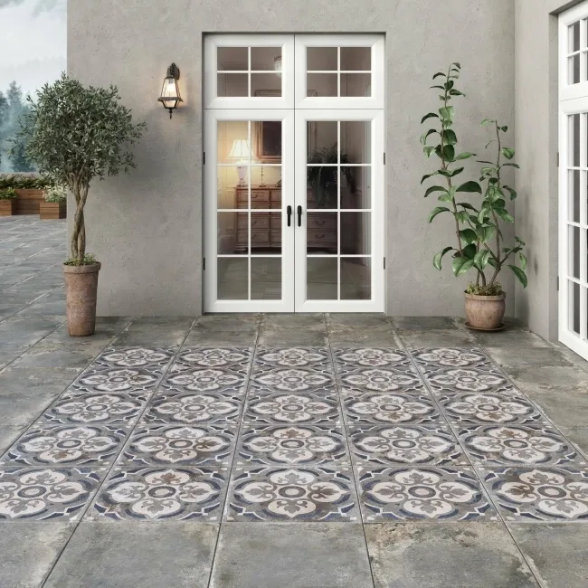 Mischen Dark Grey Decor Concrete Effect Matt Porcelain Outdoor Slab Tile