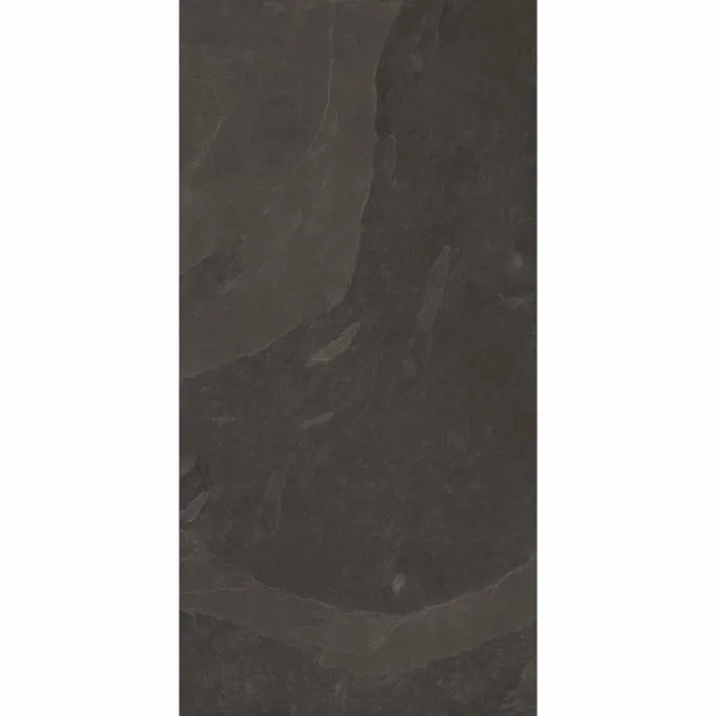 Mustang Black Slate Effect Matt Porcelain Large Wall and Floor Tile