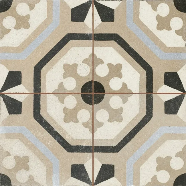 Osborne Grey Victorian Patterned  Matt Ceramic Floor Tile