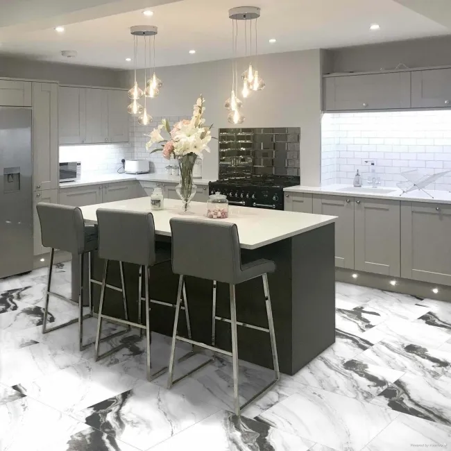 Panda White Marble Effect Polished Porcelain Floor Tile