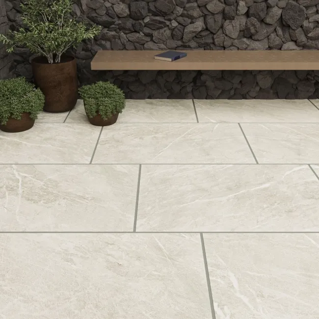 Total Stone Ivory Stone Effect Matt Porcelain Outdoor Slab