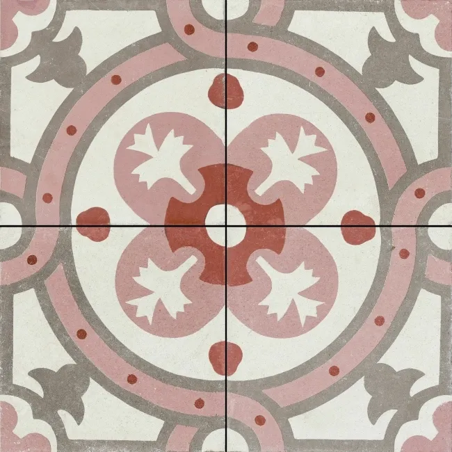 Granada Pink Victorian Patterned  Matt Ceramic Floor Tile