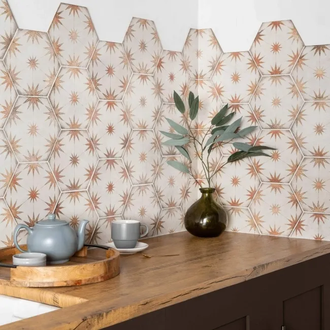Lylia Terracotta Decor Hexagon Matt Wall and Floor Tile