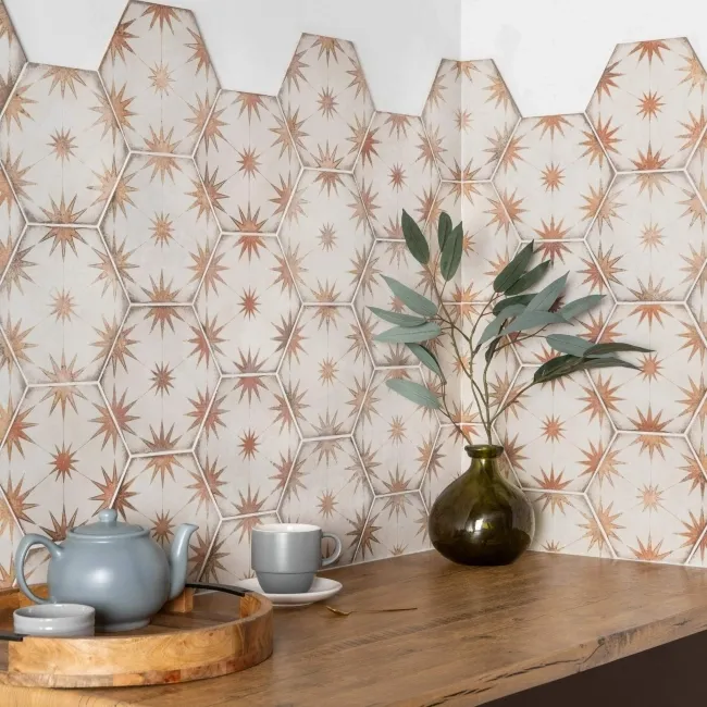 Lylia Terracotta Decor Hexagon Matt Wall and Floor Tile