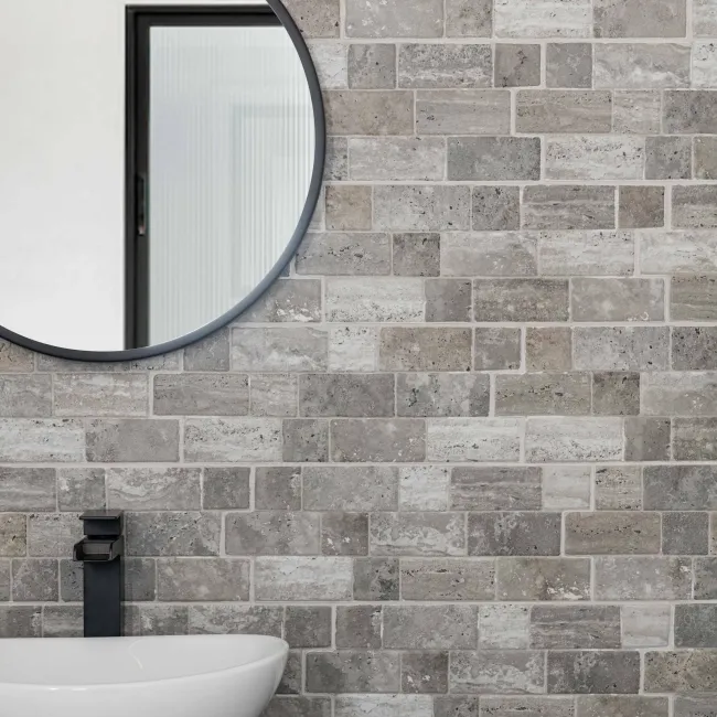 Roma Grey Travertine Effect Italian Porcelain Wall Tile