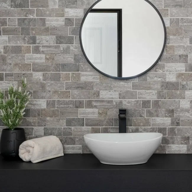 Roma Grey Travertine Effect Italian Porcelain Wall Tile