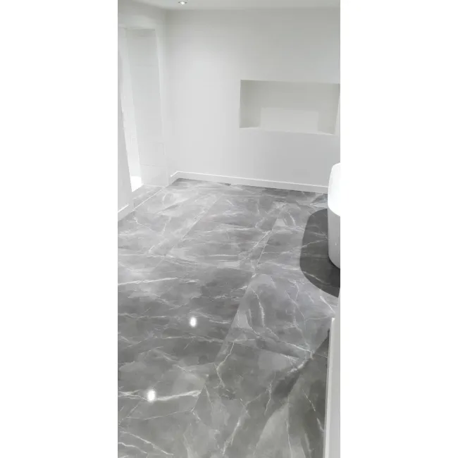 Marmy Grey Polished Marble Effect Porcelain Floor Tile