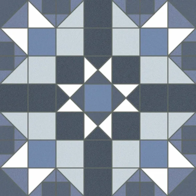 Devon Blue Victorian Patterned Matt Ceramic Floor Tile