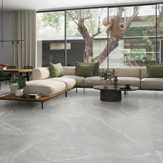 Fior Di Bosco Light Grey Marble Effect Gloss Ceramic Wall Tile