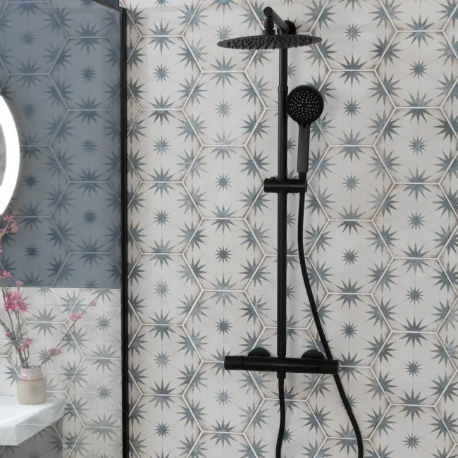 Lylia Blue Decor Hexagon Matt Wall and Floor Tile