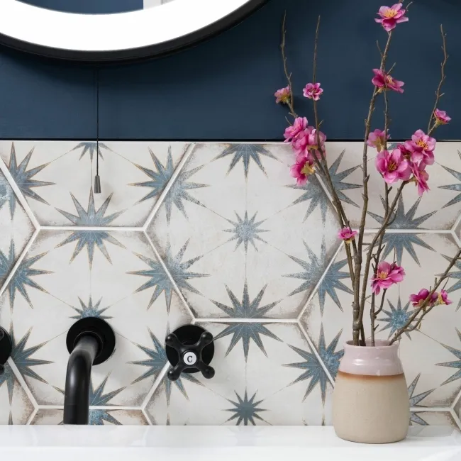 Lylia Blue Decor Hexagon Matt Wall and Floor Tile