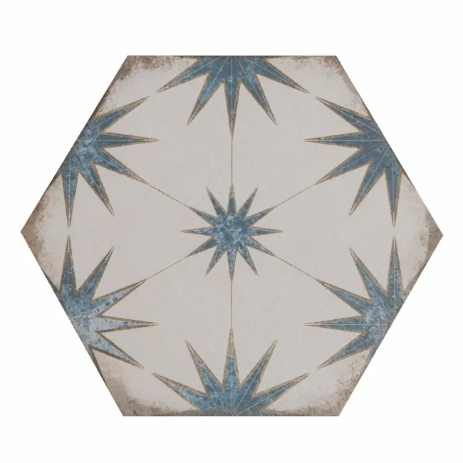 Lylia Blue Decor Hexagon Matt Wall and Floor Tile