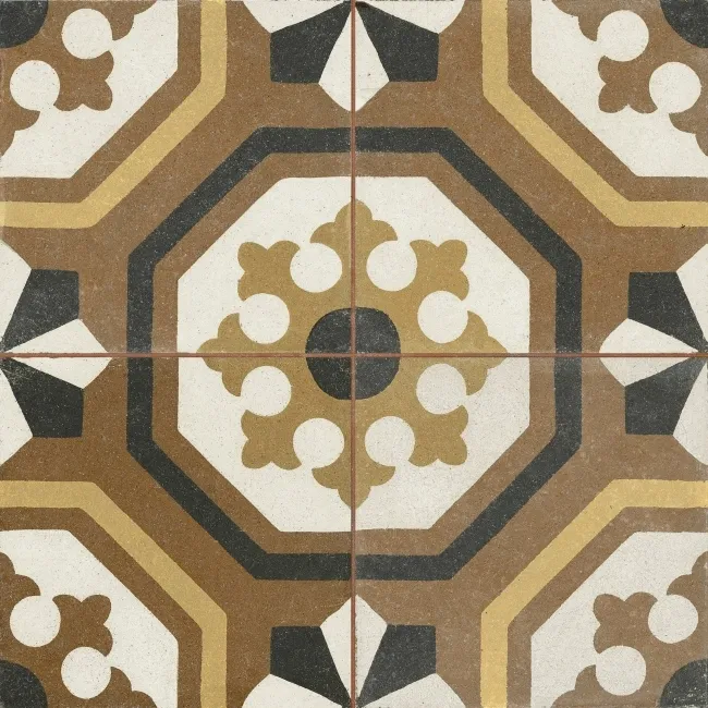 Osborne Marron Victorian Patterned  Matt Ceramic Floor Tile