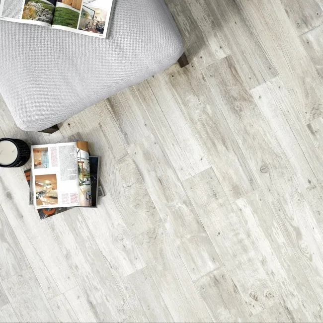 Reclaimed White Oak Nailed Wood Effect Floor Tile