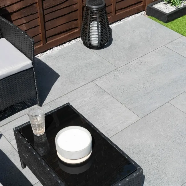 Triunfo Graphite Stone Effect Large Outdoor Porcelain Slab Tile